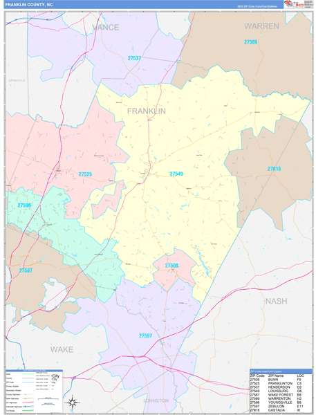 Franklin County, NC Zip Code Map