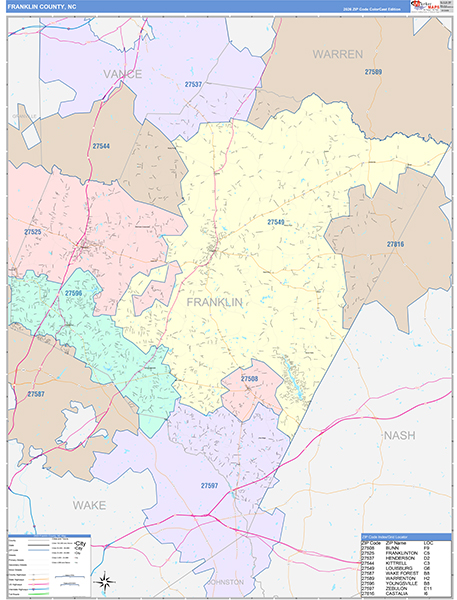 Franklin County, NC Zip Code Map