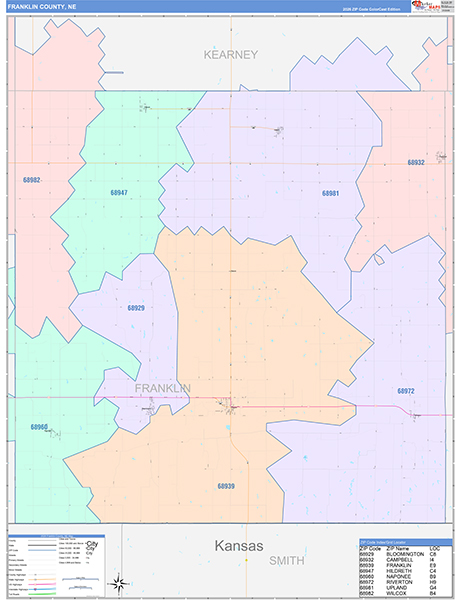 Franklin County, NE Zip Code Map