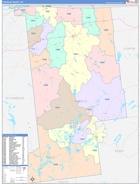 Franklin County, NY Zip Code Map