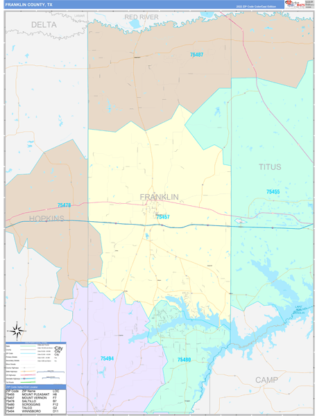 Franklin County, TX Wall Map