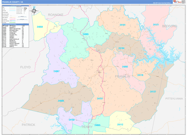 Franklin County, VA Zip Code Map