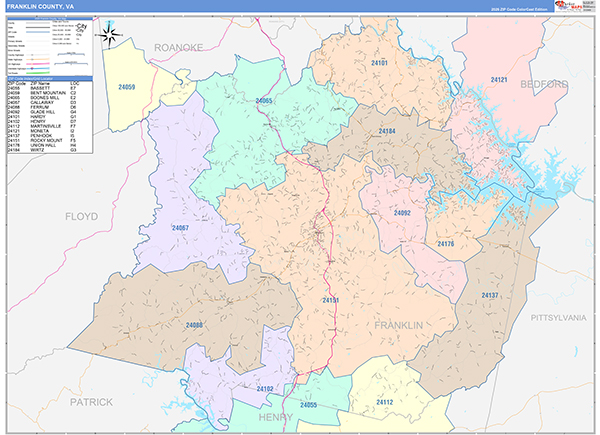 Franklin County, VA Zip Code Map