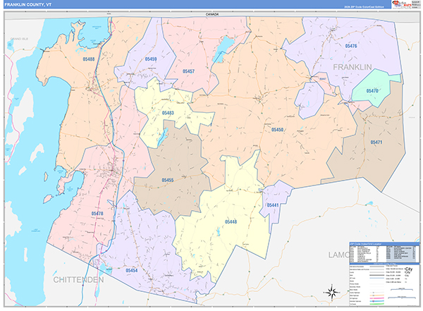 Franklin County, VT Wall Map