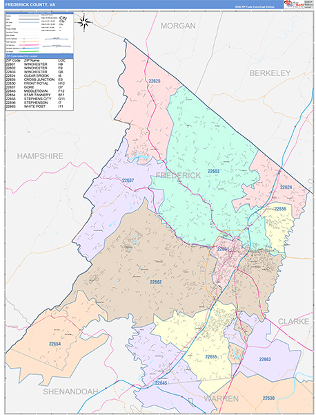 Frederick County, VA Zip Code Map