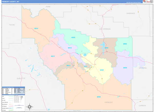 Fremont County, WY Zip Code Map
