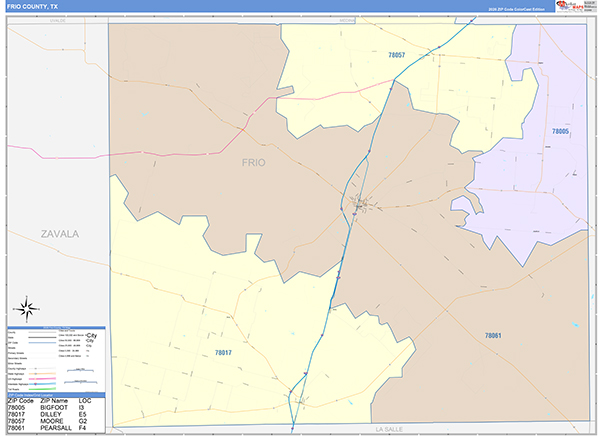 Frio County, TX Zip Code Map