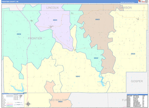 Frontier County, NE Zip Code Map