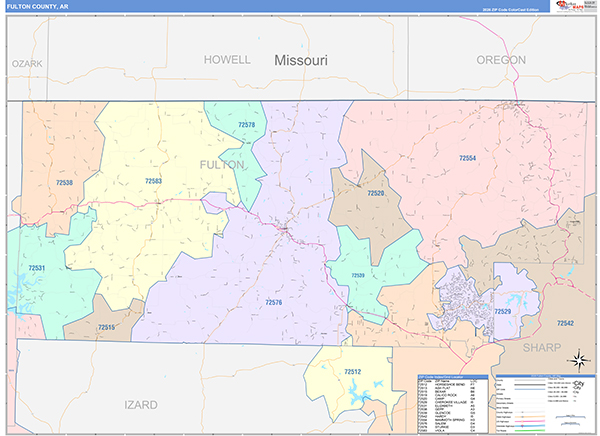Fulton County, AR Zip Code Map