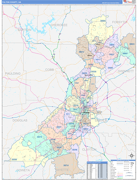 Fulton County, GA Zip Code Map