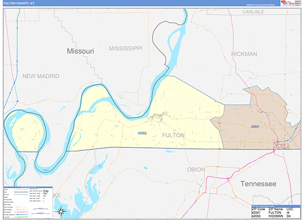 Fulton County, KY Zip Code Map