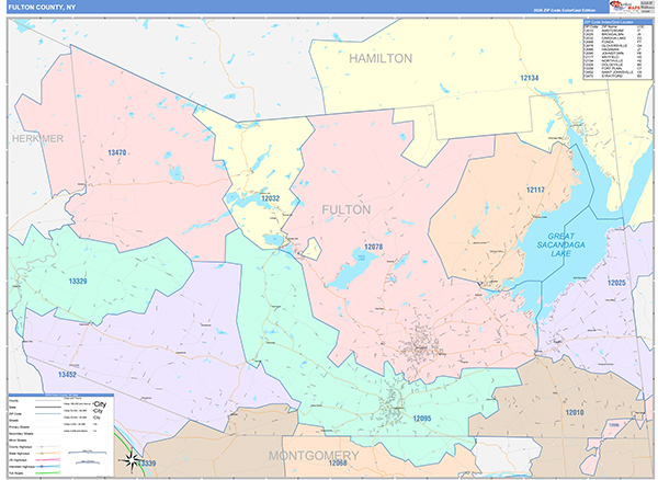 Fulton County, NY Zip Code Map