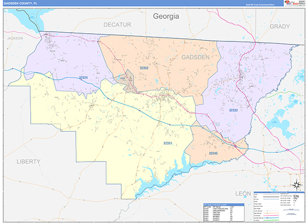 Gadsden County, FL Wall Map
