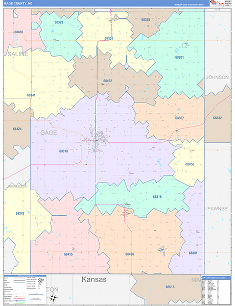 Gage County, NE Zip Code Map