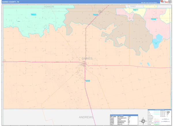 Gaines County Digital Map Color Cast Style