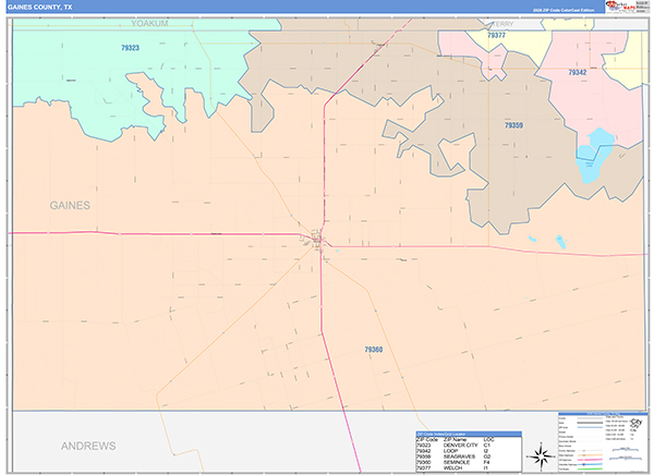 Gaines County, TX Zip Code Map