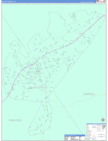 Galax County, VA Zip Code Map