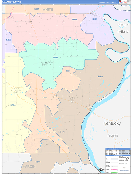 Gallatin County, IL Zip Code Map