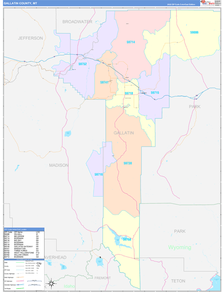 Gallatin County, MT Wall Map