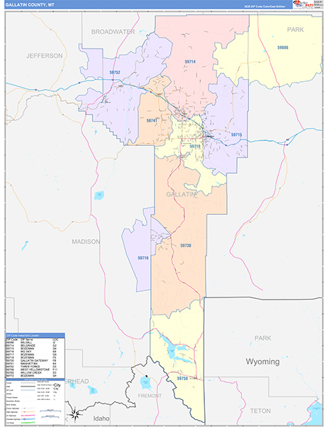 Gallatin County, MT Wall Map