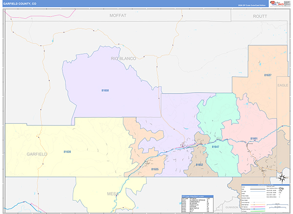 Garfield County, CO Zip Code Map