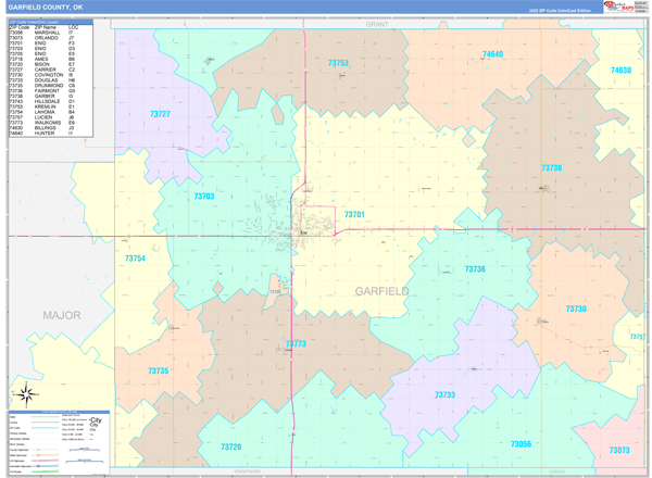 Garfield County, OK Wall Map