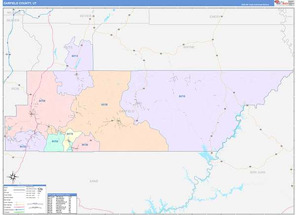 Garfield County, UT Zip Code Map