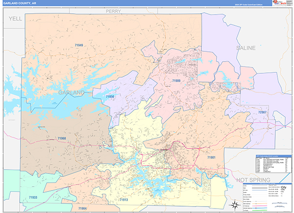 Garland County, AR Zip Code Map