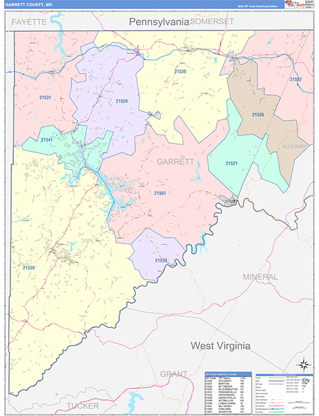 Garrett County, MD Zip Code Map