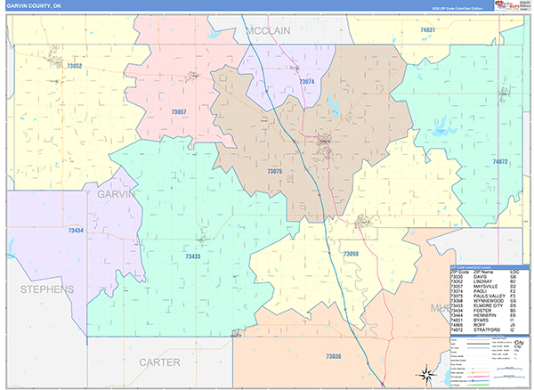 Garvin County, OK Wall Map