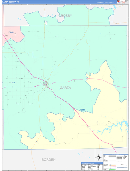 Garza County, TX Zip Code Map