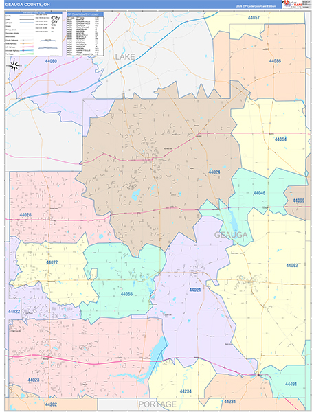 Geauga County, OH Zip Code Map