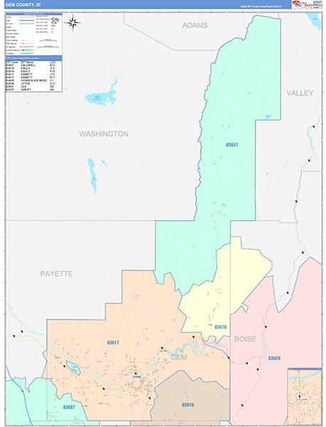 Gem County, ID Zip Code Map