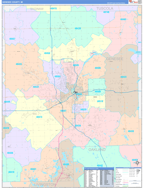 Genesee County Digital Map Color Cast Style