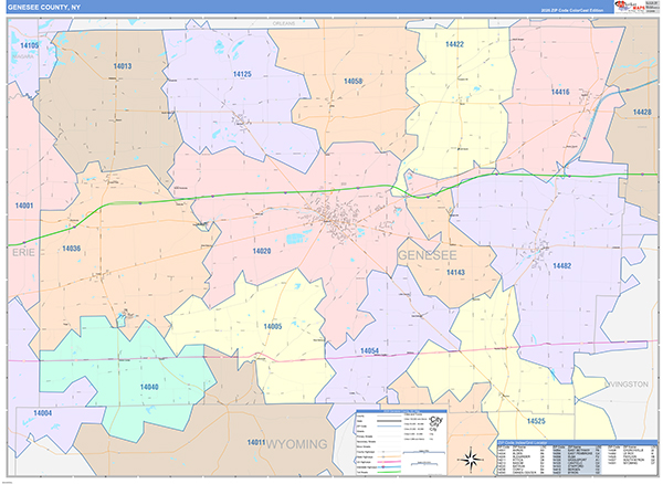 Genesee County, NY Zip Code Map