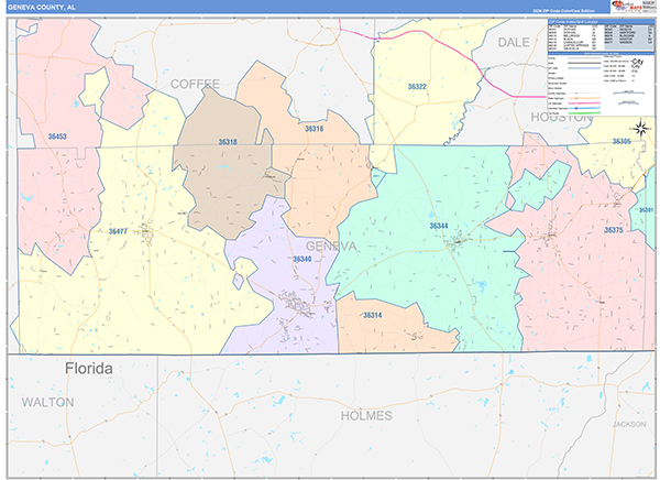 Geneva County, AL Zip Code Map
