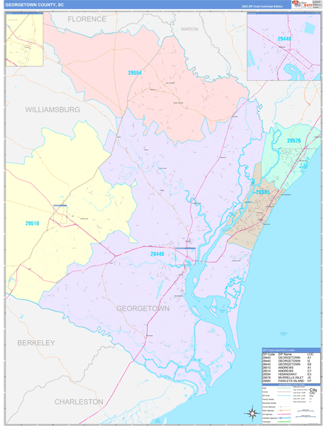 Georgetown County, SC Wall Map Color Cast Style by MarketMAPS - MapSales