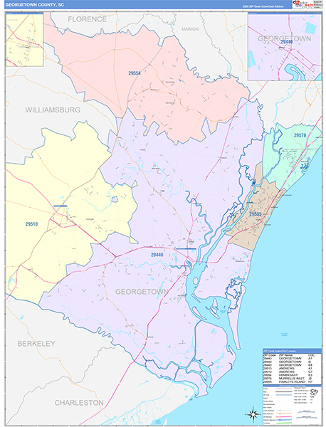 Georgetown County, SC Zip Code Map