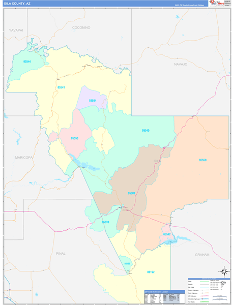 Gila County Digital Map Color Cast Style