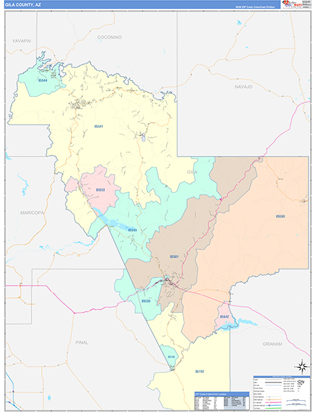 Gila County, AZ Zip Code Map
