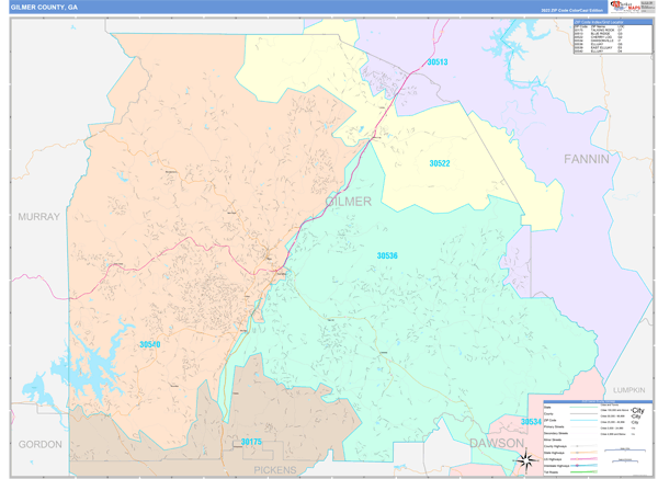 Gilmer County, GA Wall Map