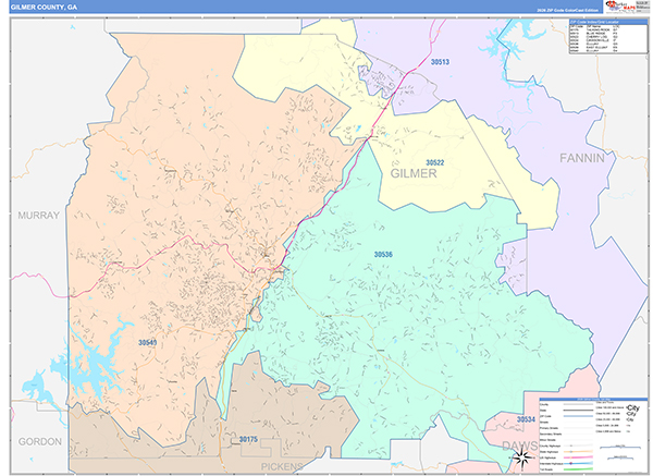 Gilmer County, GA Zip Code Map