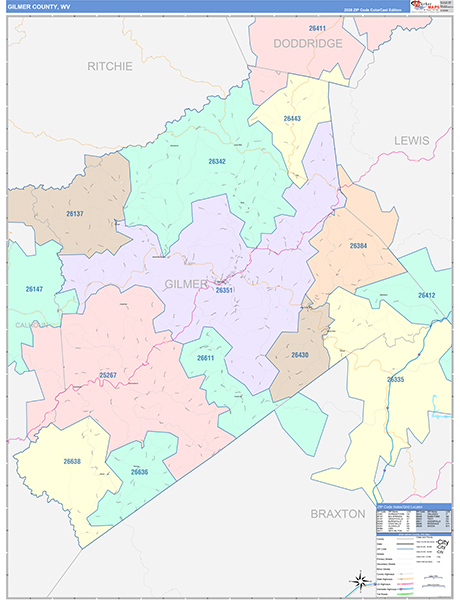 Gilmer County, WV Zip Code Map