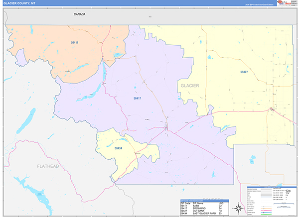 Glacier County, MT Zip Code Map