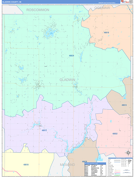 Gladwin County, MI Zip Code Map