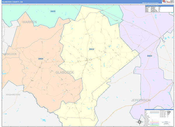 Glascock County, GA Zip Code Map