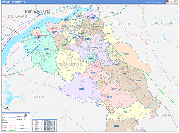 Gloucester County, NJ Zip Code Map