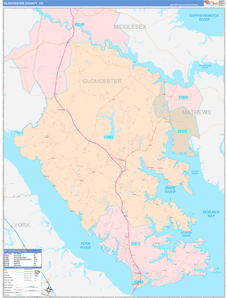 Gloucester County, VA Zip Code Map