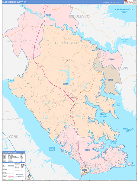 Gloucester County, VA Zip Code Map