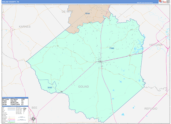 Goliad County, TX Zip Code Map